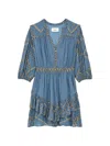 Ba&sh Poly Patterned Ruffled Flared Mini Dress In Blue