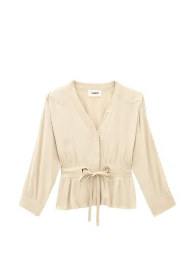 Ba&sh Precila Peplum Tie-fastening Blouse In Neutral