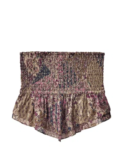 Ba&sh Pretty Shirred Floral-print Top In Multi