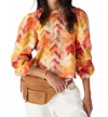 Ba&sh Primrose Puff Sleeve Sweatshirt Top In Ocre In Multi