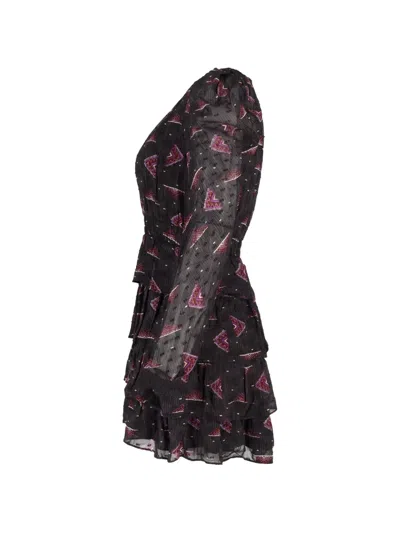 Pre-owned Ba&sh Print Smocked Dress In Black