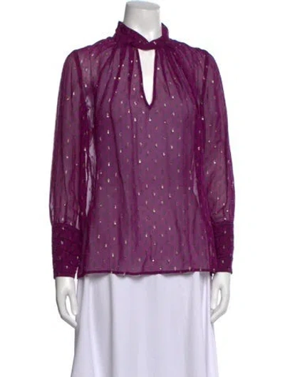 Pre-owned Ba&sh Printed Asymmetrical Blouse In Metallic/purple