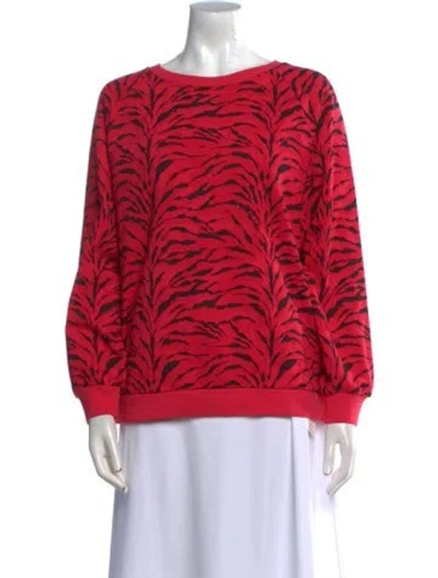 Pre-owned Ba&sh Printed Bateau Neckline Sweatshirt W/ Tags In Red