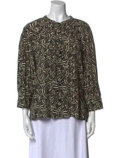 Pre-owned Ba&sh Printed Crew Neck Blouse In Black