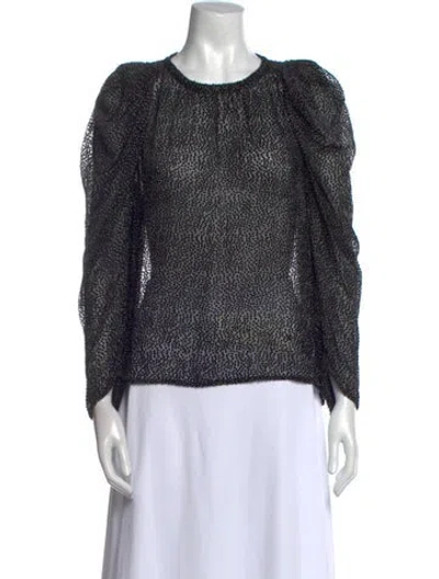 Pre-owned Ba&sh Printed Crew Neck Blouse In Black