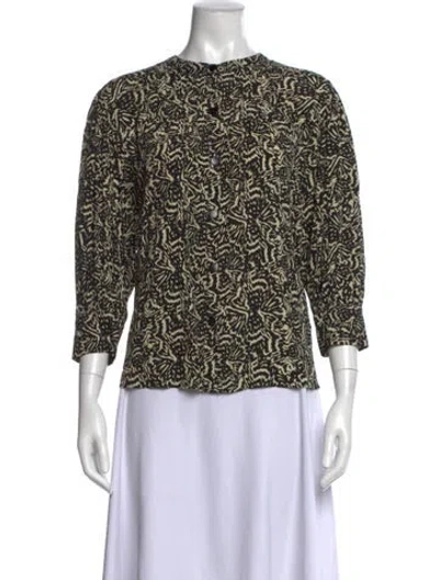 Pre-owned Ba&sh Printed Crew Neck Blouse In Black