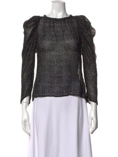Pre-owned Ba&sh Printed Crew Neck Blouse In Black
