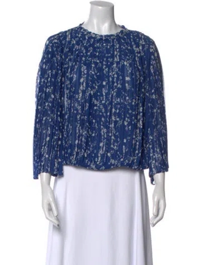 Pre-owned Ba&sh Printed Crew Neck Blouse In Blue