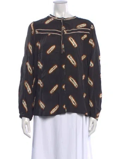 Pre-owned Ba&sh Printed Crew Neck Blouse In Grey