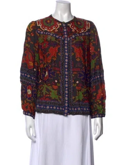 Pre-owned Ba&sh Printed Crew Neck Blouse In Multi