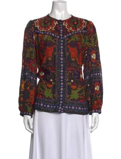 Pre-owned Ba&sh Printed Crew Neck Blouse In Multicolor