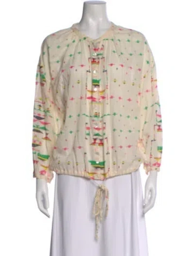 Pre-owned Ba&sh Printed Crew Neck Blouse In Neutral