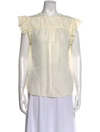 Pre-owned Ba&sh Printed Crew Neck Blouse In Neutral
