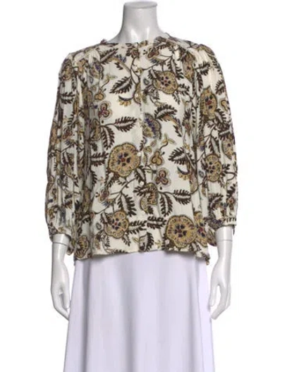 Pre-owned Ba&sh Printed Crew Neck Blouse In Neutral