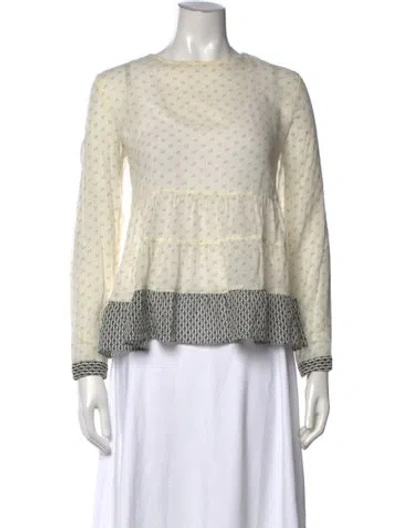 Pre-owned Ba&sh Printed Crew Neck Blouse In Neutral