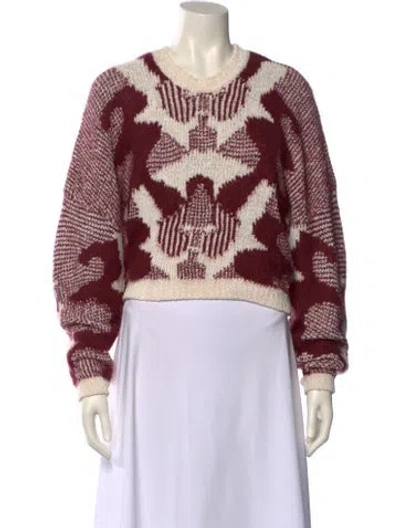 Pre-owned Ba&sh Printed Crew Neck Sweater In Burgundy