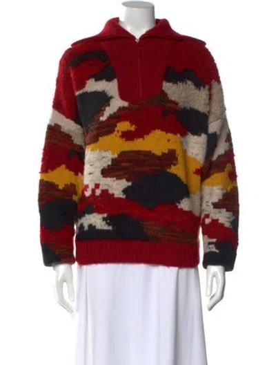 Pre-owned Ba&sh Printed Crew Neck Sweater In Red
