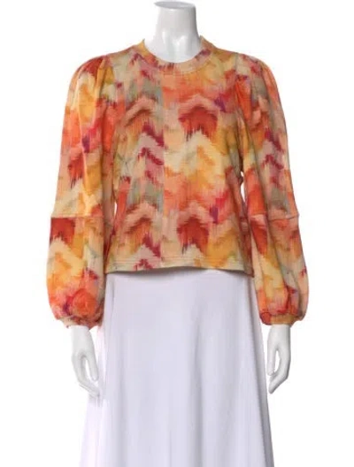 Pre-owned Ba&sh Printed Crew Neck Top In Orange