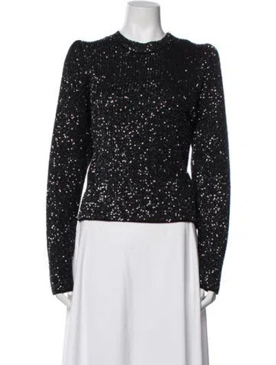 Pre-owned Ba&sh Printed Crew Neck Top W/ Tags In Black