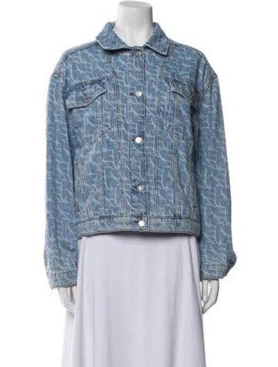 Pre-owned Ba&sh Printed Denim Jacket In Blue