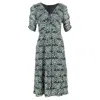 Ba&sh Ba & Sh Printed Gathered Sleeve Midi Dress In Multicolor Viscose In Black
