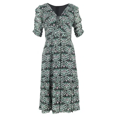 Ba&sh Ba & Sh Printed Gathered Sleeve Midi Dress In Multicolor Viscose In Black