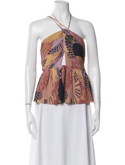 Pre-owned Ba&sh Printed Halterneck Blouse W/ Tags In Green