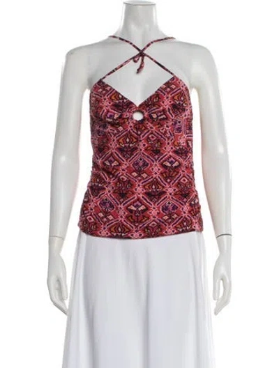 Pre-owned Ba&sh Printed Halterneck Top W/ Tags In Red