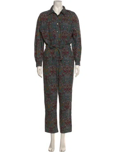 Pre-owned Ba&sh Printed Jumpsuit In Green