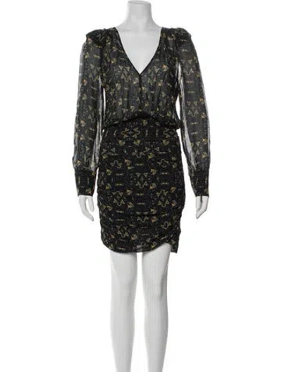Pre-owned Ba&sh Printed Knee-length Dress In Black