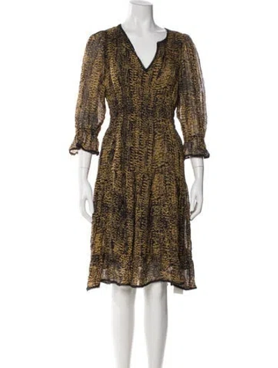 Pre-owned Ba&sh Printed Knee-length Dress In Brown