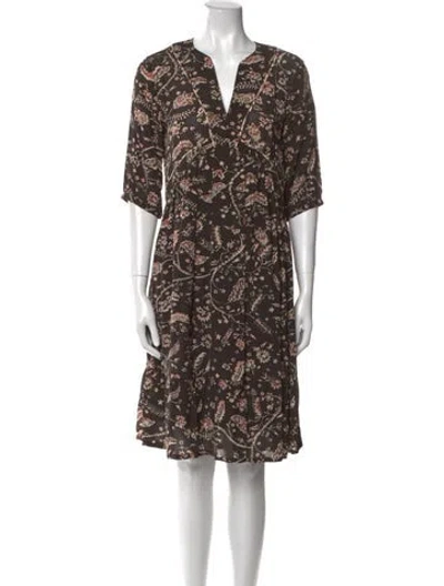 Pre-owned Ba&sh Printed Knee-length Dress In Brown