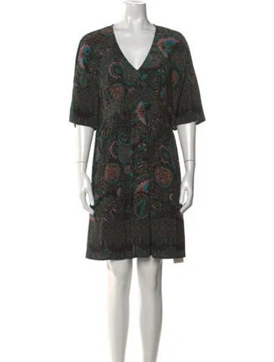 Pre-owned Ba&sh Printed Knee-length Dress In Green