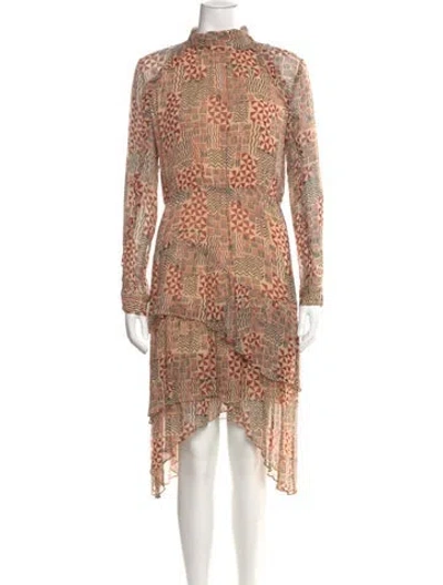 Pre-owned Ba&sh Printed Knee-length Dress In Neutrals
