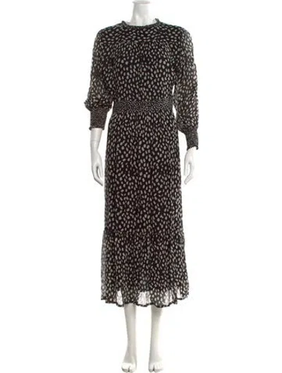 Pre-owned Ba&sh Printed Long Dress In Black
