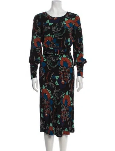 Pre-owned Ba&sh Printed Long Dress In Black