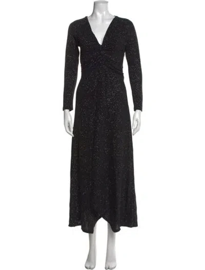 Pre-owned Ba&sh Printed Long Dress In Black