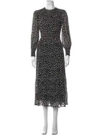Pre-owned Ba&sh Printed Long Dress In Black