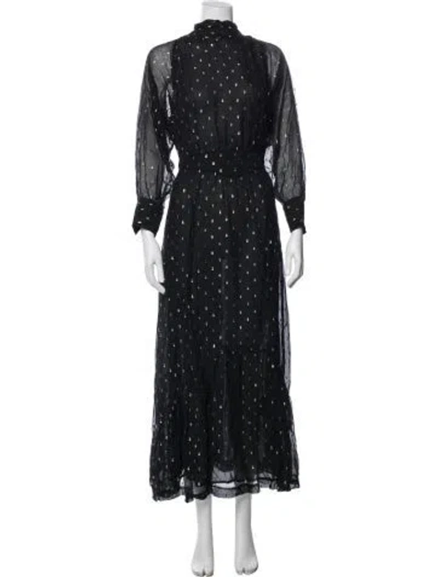 Pre-owned Ba&sh Printed Long Dress In Black
