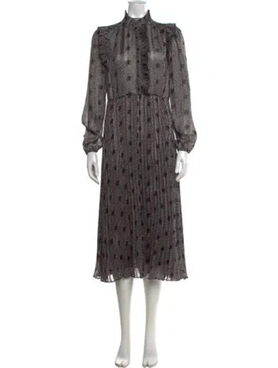 Pre-owned Ba&sh Printed Long Dress In Black