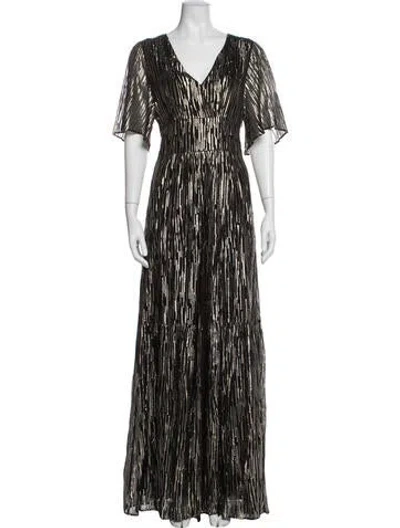 Pre-owned Ba&sh Printed Long Dress In Black