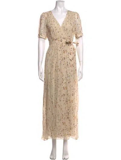 Pre-owned Ba&sh Printed Long Dress In Black