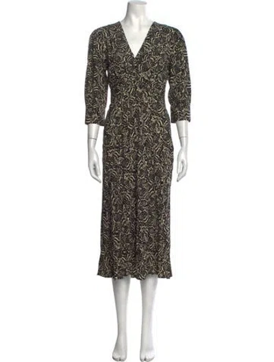 Pre-owned Ba&sh Printed Long Dress In Black