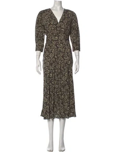 Pre-owned Ba&sh Printed Long Dress In Black