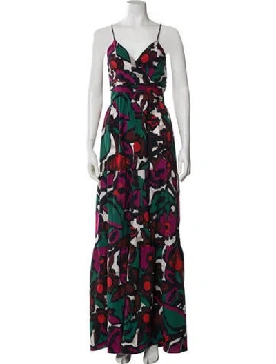 Pre-owned Ba&sh Printed Long Dress In Blue