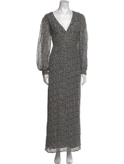 Pre-owned Ba&sh Printed Long Dress In Blue