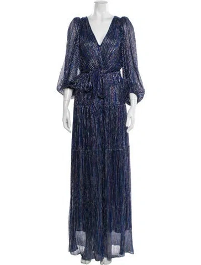 Pre-owned Ba&sh Printed Long Dress In Blue