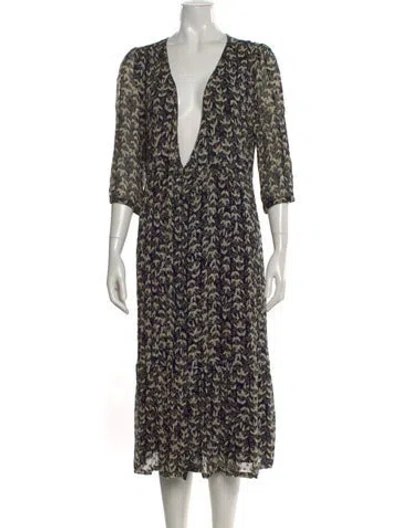Pre-owned Ba&sh Printed Long Dress In Blue