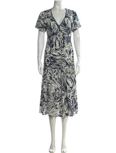 Pre-owned Ba&sh Printed Long Dress In Blue