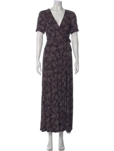 Pre-owned Ba&sh Printed Long Dress In Blue